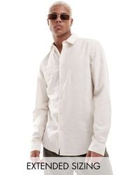 ASOS - Regular Smart Linen Mix Shirt With Penny Collar - Lyst