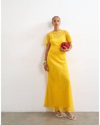 TOPSHOP - Sheer Chiffon Maxi Dress With Pintuck Details - Lyst