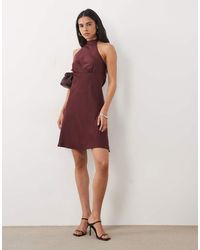 New Look - Halter Neck Satin Mini Dress - Lyst