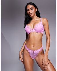 Boux Avenue - String en dentelle - rose - Lyst