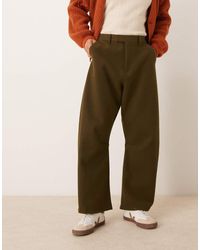 ASOS - Pantalones De Vestir Caquis De Pernera Barrel De -Verde - Lyst