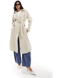 ASOS - Trench-coat mi-long doux - taupe - Lyst