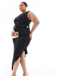 Renee Studio - Plus Exclusive Ring Cutout Detail Asymmetric Hem Midi Dress - Lyst