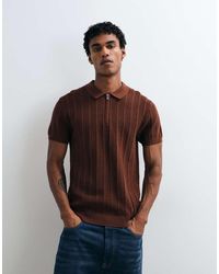 New Look - Short Sleeve Quarter Zip Texture Polo - Lyst