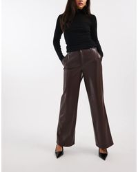 ONLY - Wide Leg Faux Leather Trousers - Lyst