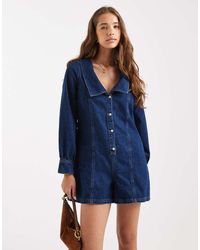 Miss Selfridge - Long Sleeve Sailor Playsuit - Lyst