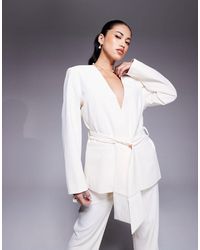 ASOS - Tie Waist Collarless Blazer - Lyst