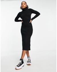 New Look - Roll Neck Midi Knitted Dress - Lyst