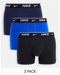 Nike - Confezione da 3 boxer aderenti cotton stretch nero/blu navy/blu - Lyst