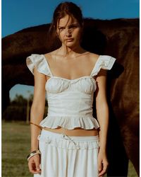 Stradivarius - Ruffled Corsetry-inspired Top - Lyst