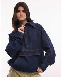 Liquor N Poker - Denim Funnel Neck Pull Over Jacket - Lyst