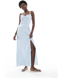 Miss Selfridge - – korsett-maxikleid aus grob gewebter baumwolle - Lyst