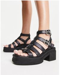 ASOS - Highway - sandales à talon mi-haut et semelle épaisse - noir - Lyst