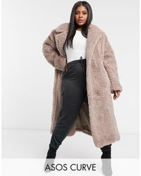 ASOS Asos Design Curve Faux Fur Hero Longline Maxi Coat - Purple