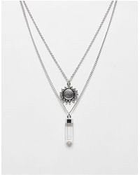 Reclaimed (vintage) - Unisex 2 Row With Gem And Sun Pendant - Lyst