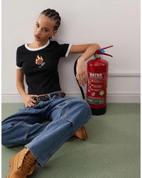 Santa Cruz - T-Shirt Mini Nera Con Bordi A Contrasto - Lyst
