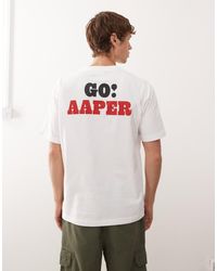 Aape By A Bathing Ape - Aape by a bathing ape - t-shirt coupe carrée avec imprimé go aaper sur le devant et au dos - Lyst