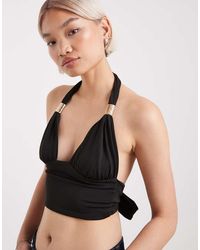 Edikted - Aiva Backless Plunge Neck Halter Top - Lyst