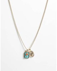 ASOS - Enamel Rose And St Chris Double Pendant Necklace - Lyst