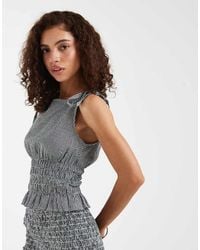 JJXX - Seersucker Check Top With Bow Details - Lyst
