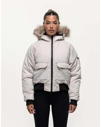 Good For Nothing - Padded Parka Jacket With Faux Fur Trim Hood - Lyst