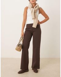 ASOS - Interlock Straight Leg Mid Rise Trousers With Cinched Back Detail - Lyst