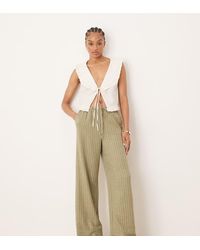 JDY Tall - Pantalones Verdes A Rayas De Pernera Ancha De - Lyst