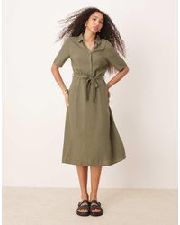 Jdy - Linen Mix Midi Shirt Dress - Lyst