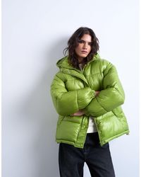 TOPSHOP - High Shine Ripstop Funnel Neck Puffer Jacket - Lyst