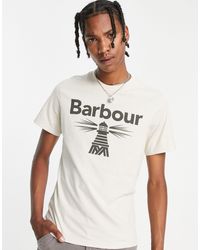 Barbour - T-shirt beige con logo grande - Lyst