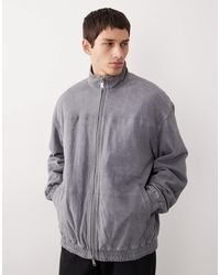 ASOS COLLECTIVE - Oversized Suede Track Jacket - Lyst