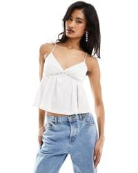ASOS - Crinkle Lace Insert Cami Blouse With Open Back - Lyst