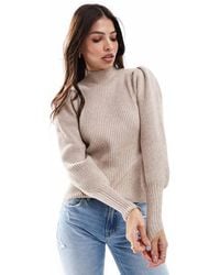 ONLY - High Neck Puffy Sleeves Jumper - Lyst