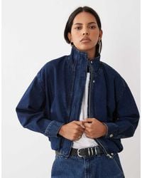 New Look - Funnel Neck Denim Jacket - Lyst