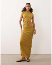 ASOS - Light Rib Cut Out Midi Dress - Lyst