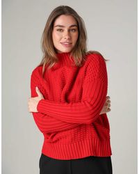 French Connection - Cotton Mozart Popcorn Knit High Neck Jumper - Lyst