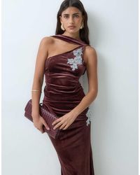 ASOS - Co-ord Velvet Embroidery Detail Drape Front Scarf Halter Top - Lyst