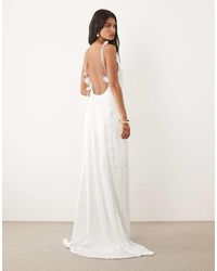 JW PEI - Bridal Floral Drape Detail Satin Low Back Maxi Dress Co-Ord - Lyst