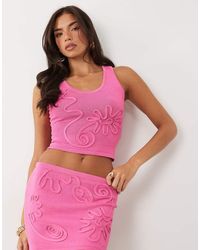 Wanderdoll - Eliza Metallic Knit Abstract Detail Scoop Neck Top Co-Ord - Lyst