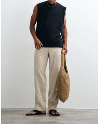 Jack & Jones - Linen Mix Trousers With Drawstring - Lyst
