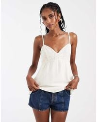 Hollister - V Neck Lace Godet Babydoll Cami Top - Lyst