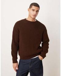 ASOS - Relaxed Long Sleeve Knitted Crew Neck Rib Jumper - Lyst