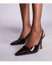 SIMMI - Zapatos Marrón Chocolate Destalonados De Tacón Con Puntera Fina De Poliuretano Darcia De Simmi London Wide Fit - Lyst