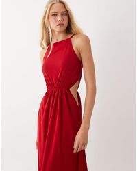ASOS - Halter Neck Midi Dress With Cut Outs And Full Skirt - Lyst