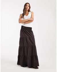 Vero Moda - Boho Maxi Rok Met Gesmokte Taille En Stroken - Lyst