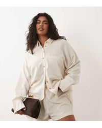 ASOS - Asos Design Curve Ipanema Sheer Beach Short With Linen - Lyst