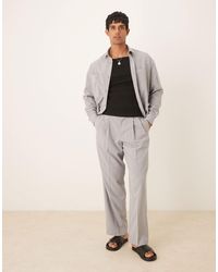 ASOS - Smart Linen Blend Wide Leg Pants With Double Pleats - Lyst