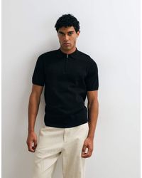 ASOS - Essential Knitted Cotton Blend Zip Polo - Lyst