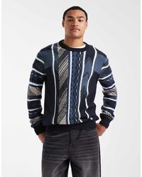 Only & Sons - Maglione Girocollo Con Cuciture Testurizzate Blu Misto - Lyst