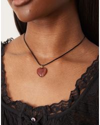 ASOS - Mid Length Cord Necklace With Red Puff Heart - Lyst